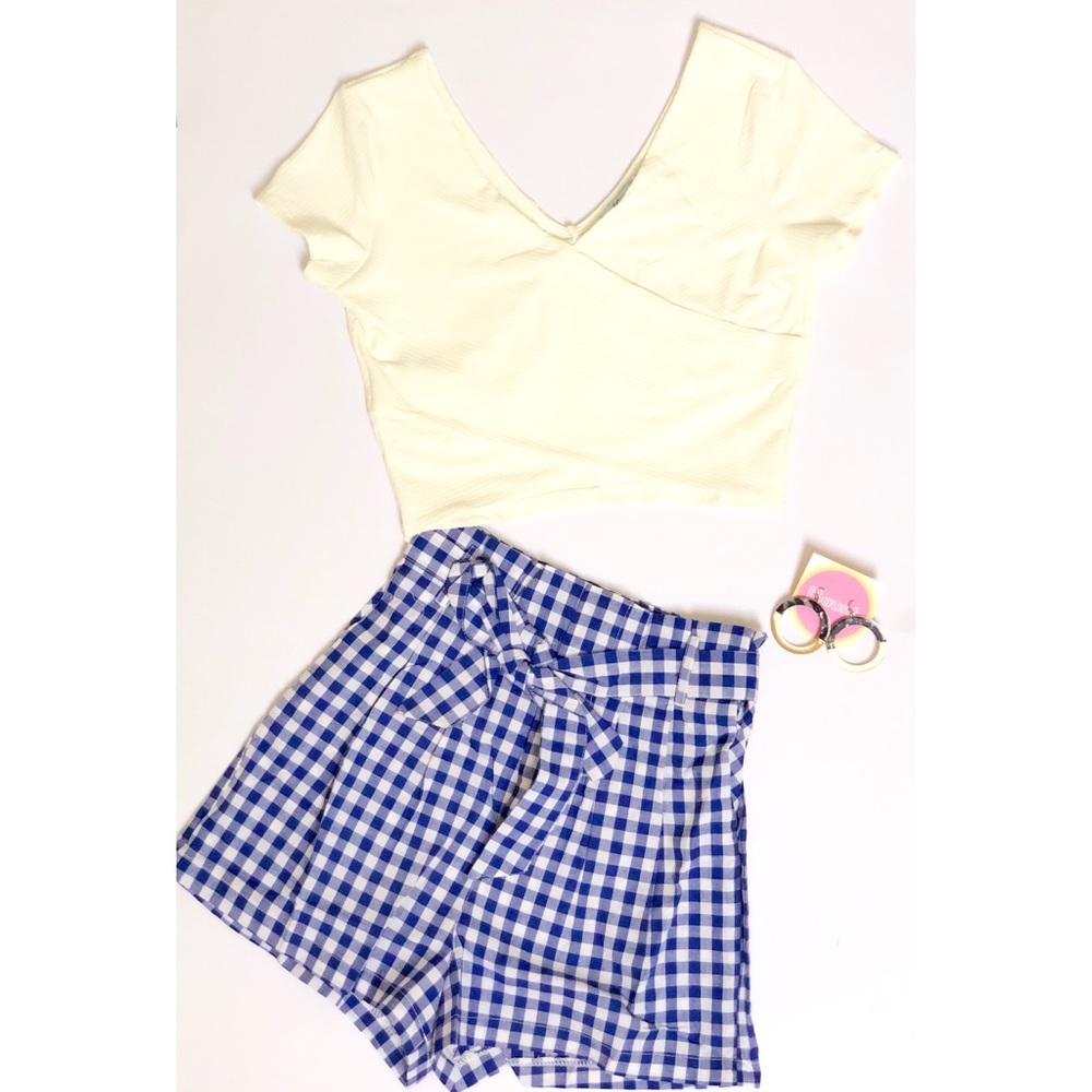 Blue gingham shorts